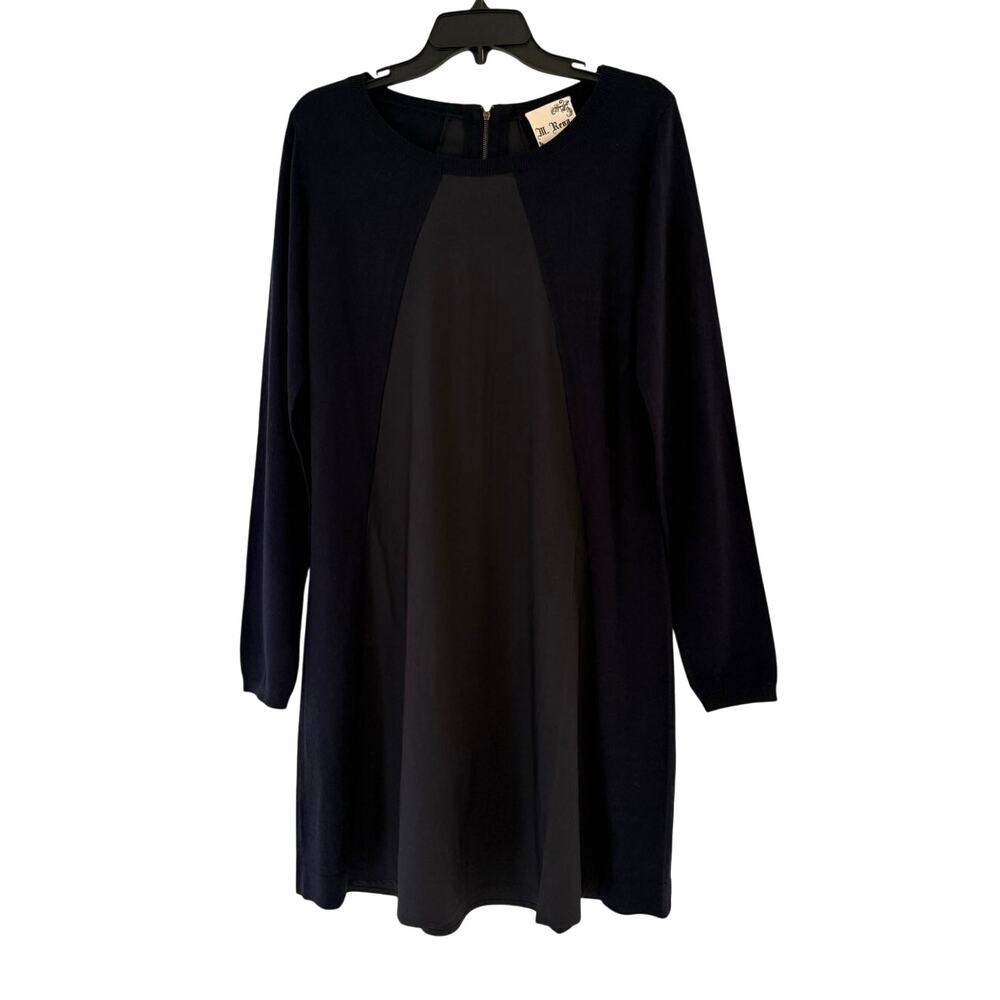M. Rena Navy Contrast Panel Shift Dress L - Picture 4 of 5